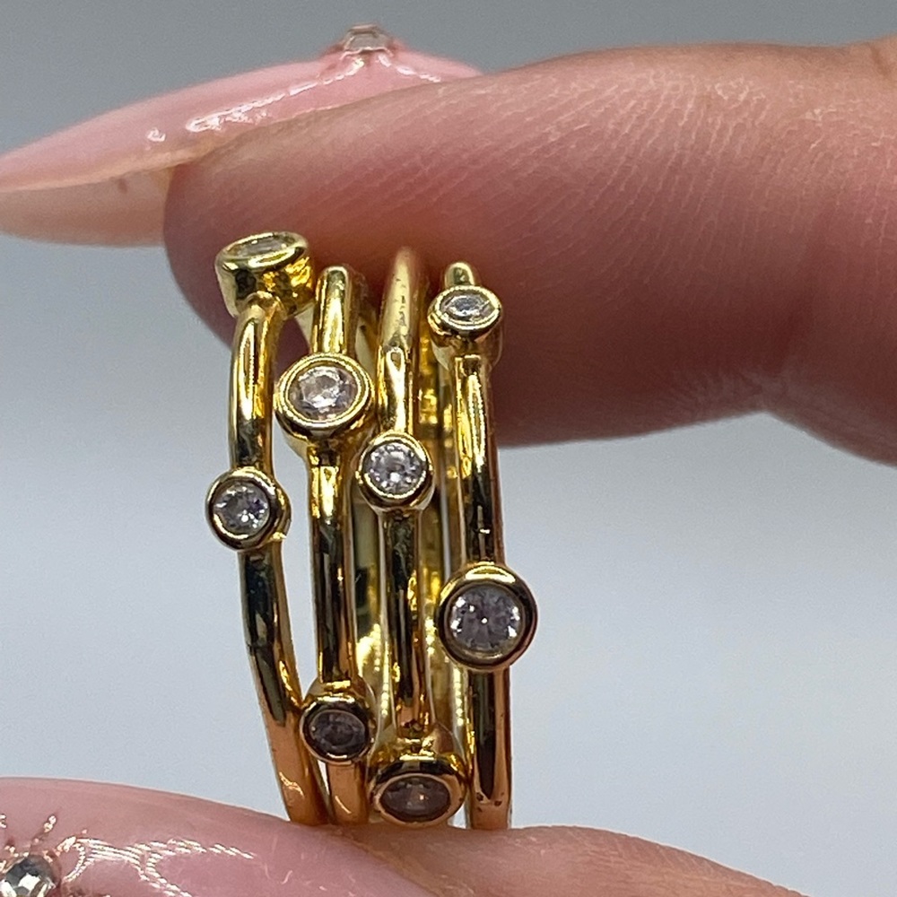 BaubleBar 18K Gold Ring Set Size 7.5